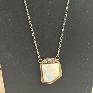 Sterling Silver 925 Stamped Rainbow Moonstone Pendent Necklace